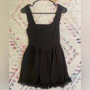 Grave Girls Black Mini Dress w Lace Trim